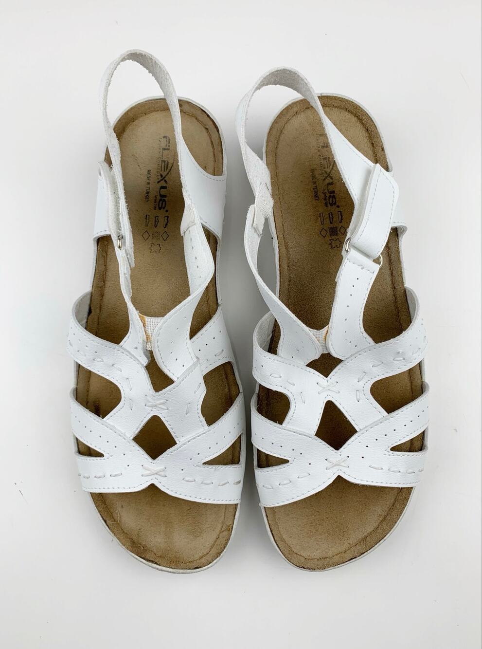 Flexus by Spring Step Poncia Comfort Sandals White Faux Leather Women's 40 US 9